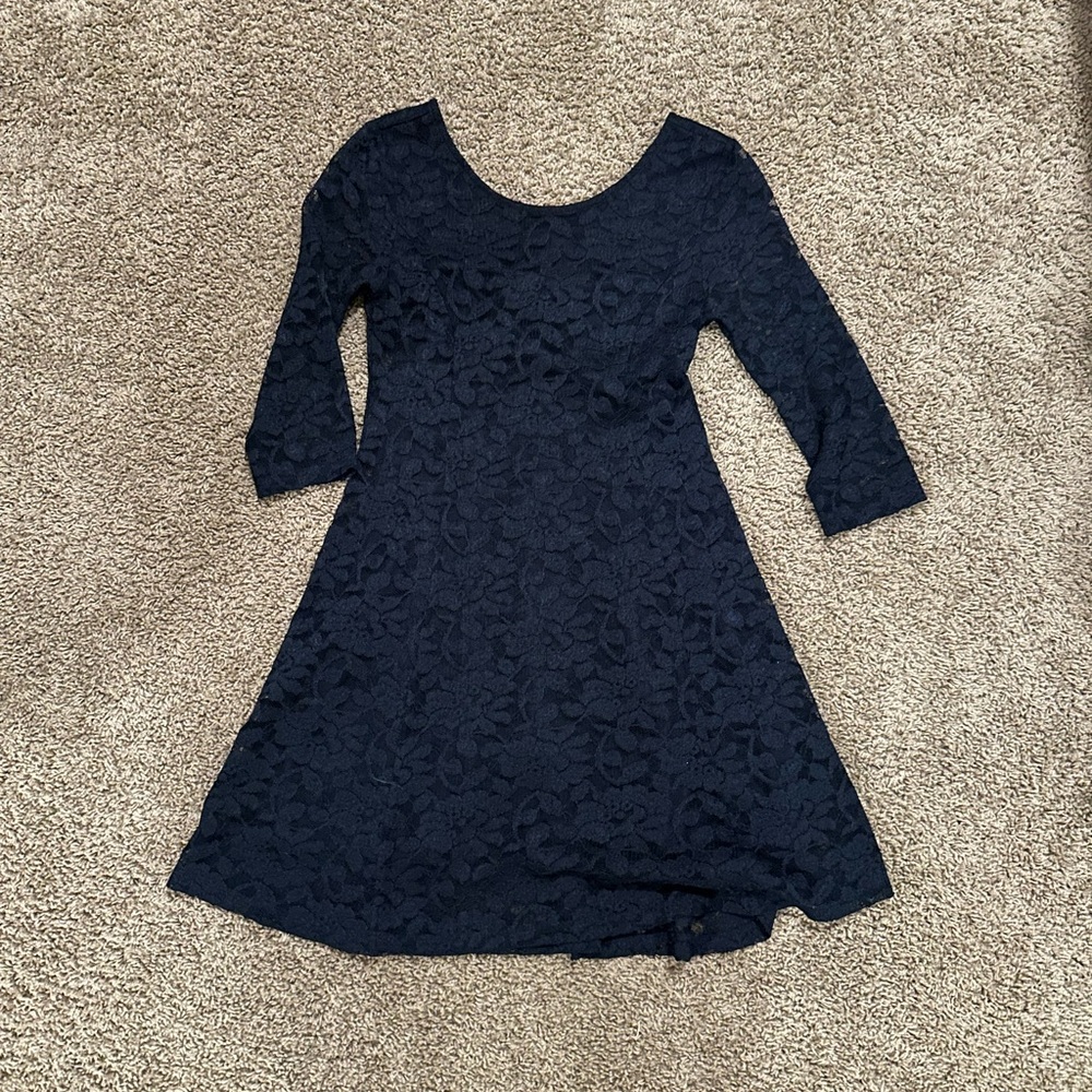 Lush Midnight Blue Lace Dress